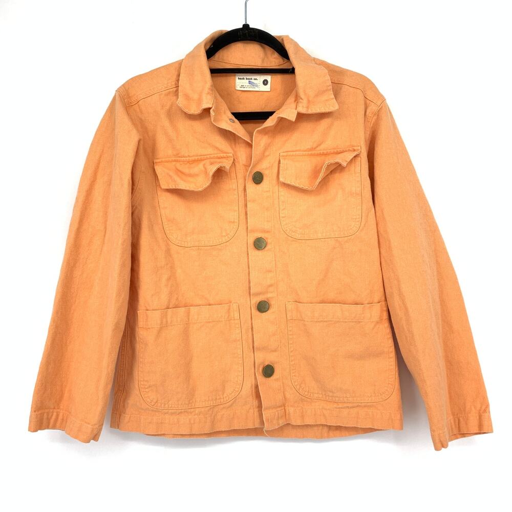 Back Beat Co. Hemp Organic Cotton Field Jacket Womens Sz Small Orange